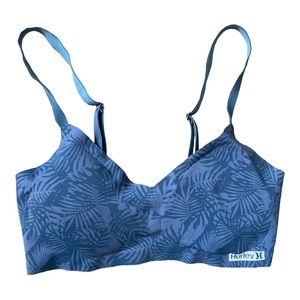 HURLEY Blue Palm Print Bralette Size Small